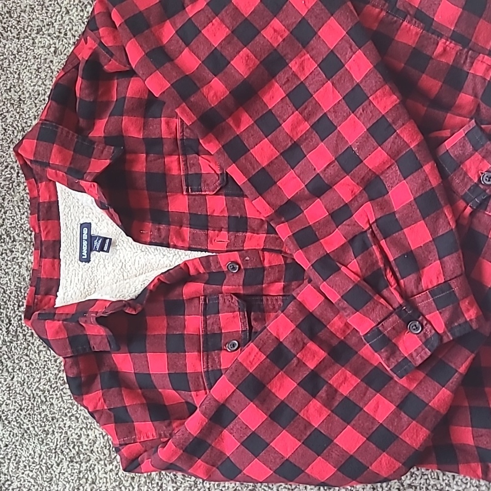 Lands End men's flannel, fleece lined jacket XXL
